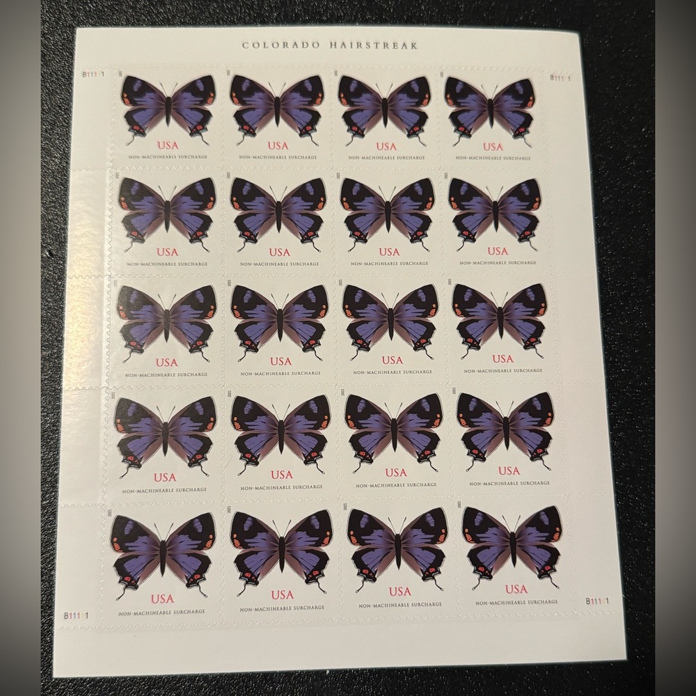 1 Sheet of Colorado Hairstreak Butterfly Non-Machinable Stamps